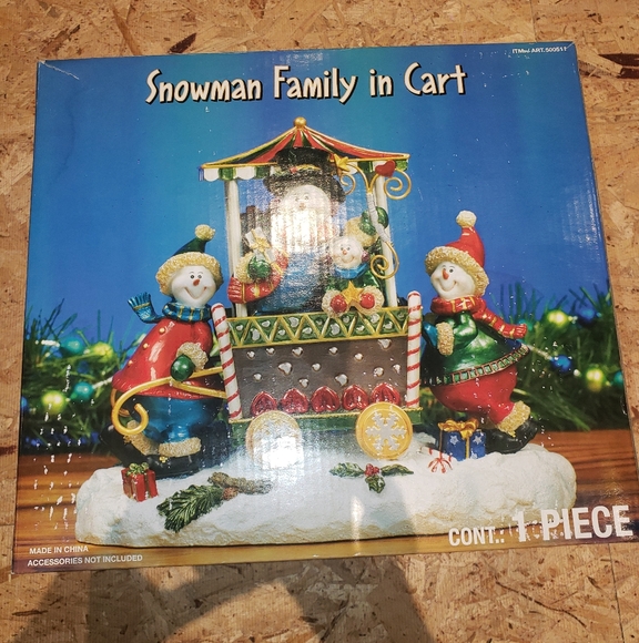 BNIOB Snowman Family In Cart Christmas Decor - Picture 4 of 4